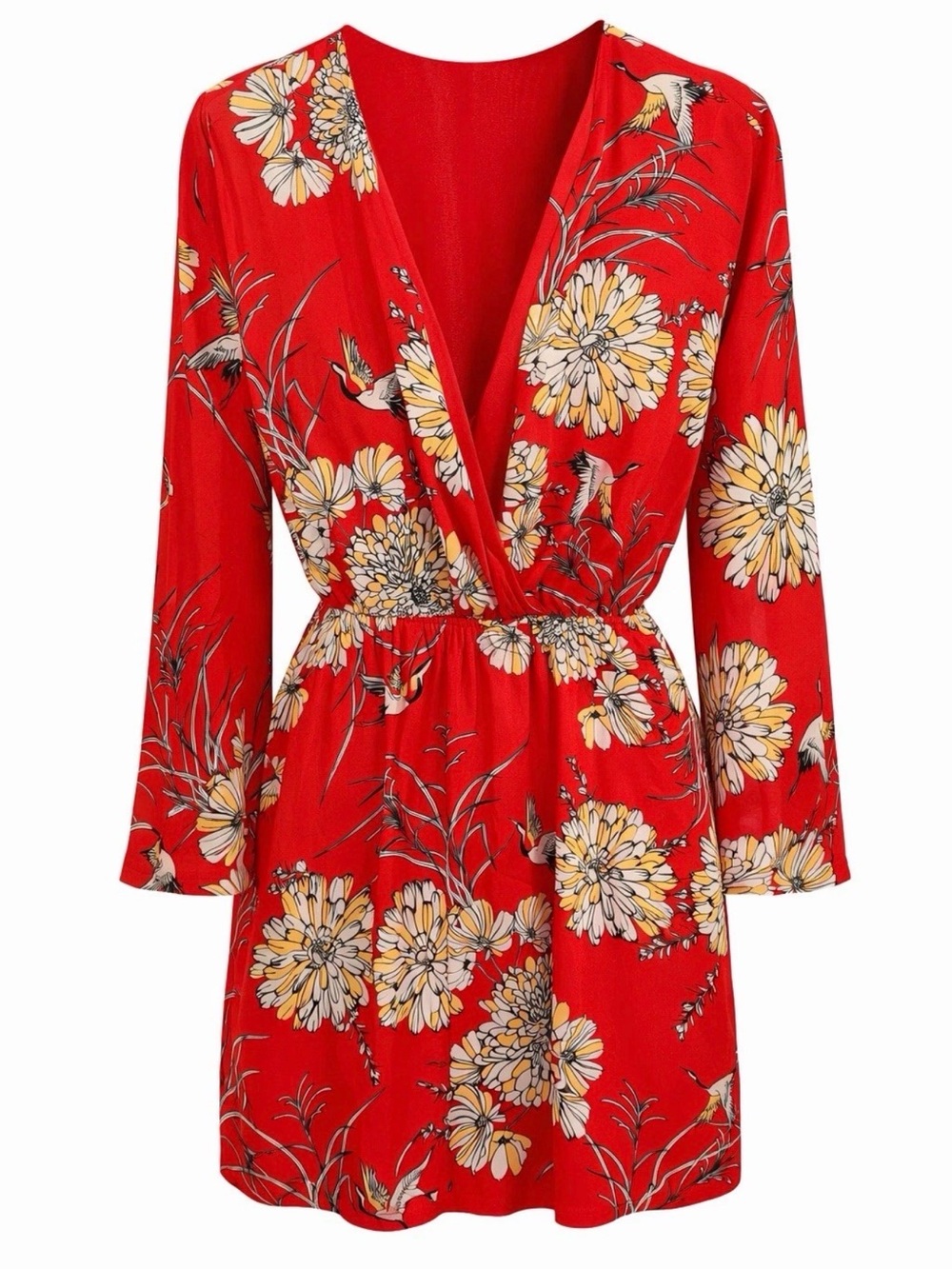 Express women’s Red Floral longsleeve dress size xs